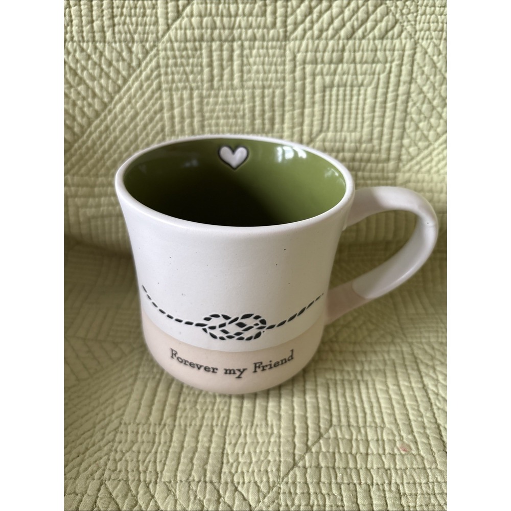 Dwell Studio Forever My Friend Coffee Mug Rope Knot Coastal Nautical Cream 20 Oz